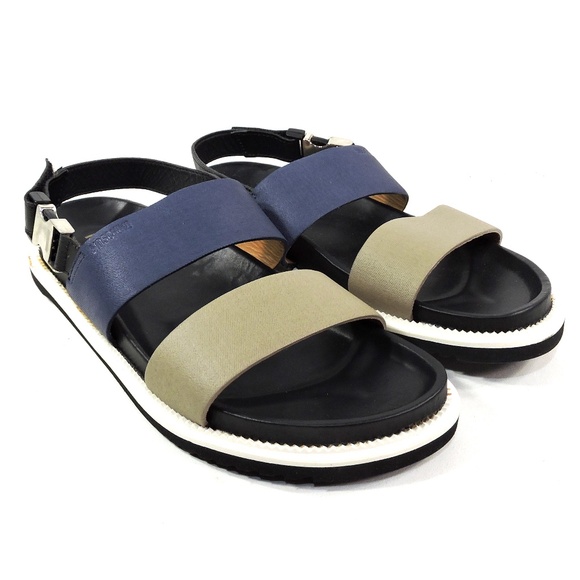 MOSCHINO 🇮🇹 MEN'S SOFT LEATHER COMFORT FLAT SUMMER SANDALS - Picture 2 of 7